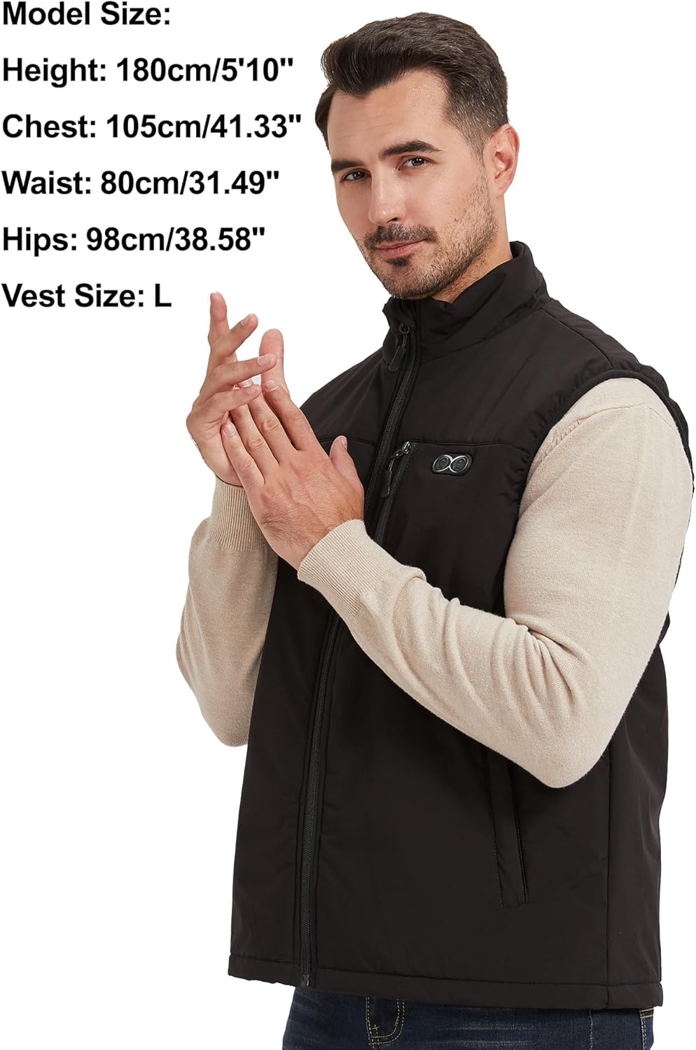 Gilet Chauffant pour Hommes avec 3 Zones de Chauffage Réglables 11 Gilet Chauffant pour fFemmes Veste Chauffante Température Maximale 141°F (Sans Batterie)